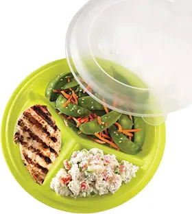 Bnyd 850667002301 Portion Control Lunch Travel Plate Assorted Colors Set Of 1 Green