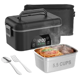 Bospewtse 850077390630 Cordless Electric Lunch Box For Adults 5.5 Cups Rechargeable Black