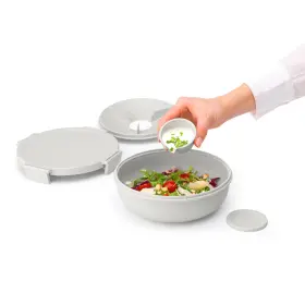 206368 Brabantia Make And Take Salad Bowl With Removable Tray Light Grey