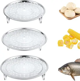 27436 Brand Peutier 3pcs Steamer Basket Stainless Steel Steaming Rack Multi-functional Pot