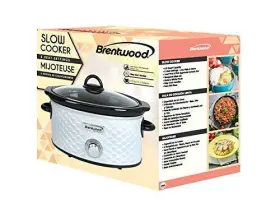 Sc-140w Brentwood 812330023549 Slow Cooker Scallop Pattern 4.5 Quart White #2
