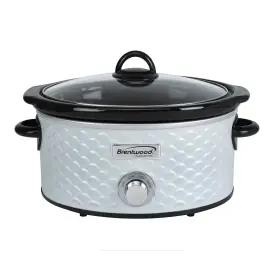 Sc-140w Brentwood 812330023549 Slow Cooker Scallop Pattern 4.5 Quart White