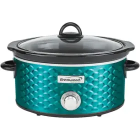 Brentwood Appliances 812330023518 Scallop 4.5 Quart Blue Slow Cooker With Tempered Glass Lid