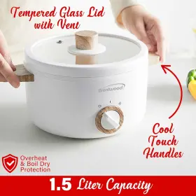 Hps-3162w Brentwood 1.6 Quart Electric Hot Pot Cooker With Steamer White