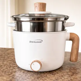 Hps-3172w Brentwood 1.6 Quart Electric Hot Pot With Steamer - Brand New Open Box