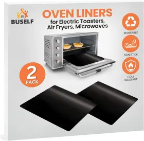 Buself 792105835372 2 Pack Toaster Oven Liner Nonstick Heat Resistant Reusable Air Fryer Mat 9x11