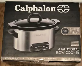 He400sc Calphalon 4 Quart Digital Slow Cooker 24-hour Timer Cool-touch Handles Auto Warm
