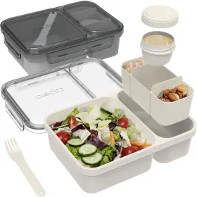 Ck334gw Caperci 2 Pack Salad Container For Lunch - 62 Oz Extra Large Gray And Tofu
