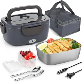 Dfh001 Carsolt Electric Lunch Box Food Heater 3 In 1 Portable Warmer Leakproof Heated Gray Dfh001 Carsolt Electric Lunch Box Food Heater 3 In 1 Portable Warmer Leakproof Heated Gray