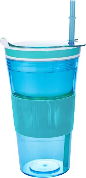 2301a1 Caysep Women Men Snack And Drink Cup Kids Combo All-in-one Tumbler 12 Ounces Blue