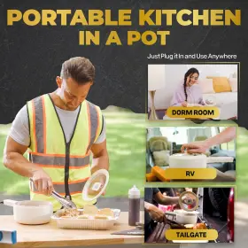Ceramax 080313063909 Electric Pot For Cooking 10 Inch Cooker Nonstick Skillet With #2