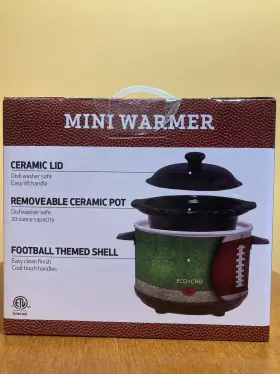 Chef Ec-20wrmr-fb Eco Nfl Themed Mini Warmer Crock Dips Chili Cider Chocolate Potpourri 20 Oz