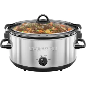 Chefman 816458023863 6 Quart Slow Cooker With Locking Lid Ceramic Crock Portable Cook And Ca