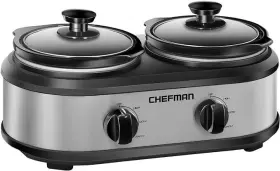 Rj15-125-d Chefman Double Round Crock Slow Cooker Buffet Server 2 X 1.25 Quart Rj15-125-d Chefman Double Round Crock Slow Cooker Buffet Server 2 X 1.25 Quart