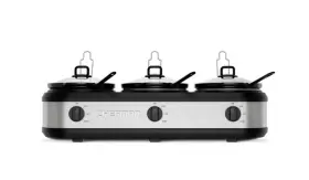 Rj15-25-tro Chefman Stainless Steel Triple Slow Cooker And Buffet Server 3 Dishes One Cooking