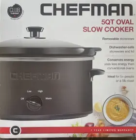Rj155ob Chefman -5 Quart Oval Slow Cooker -black