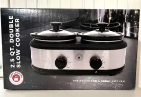 Cc-226-bk Chefs Counter 2.5 Quart Double Slow Cooker Crock Buffet Server And Warmer Stainless