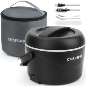 Chefspot 850042220306 Electric Lunch Box 37oz Portable Food 37 Ounces Graphite Black