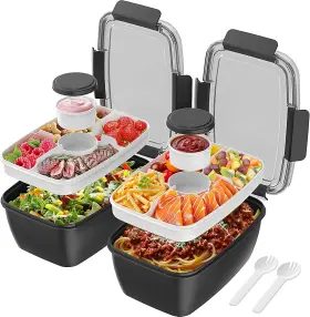 Sa02-b Cherrysea 2pack Salad Lunch Container 68oz Bowls Black