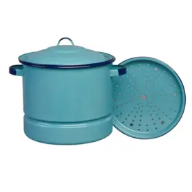 312129 Cinsa 15-quart Steamer Pot With Lid And Trivet Turquoise Blue