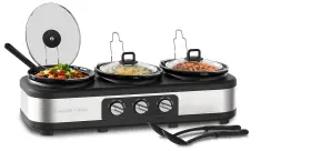 Cc-35200-sl-ss Complete Cuisine Stainless Steel Triple Slow Cooker Buffet Food Server 2.5