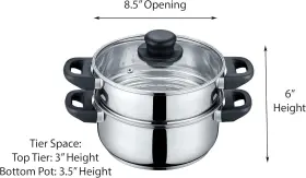 Concord 877769007751 3 Quart Stainless Steel Piece Steamer Cookware Set. Features Silver #3