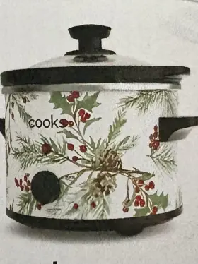 22407 Cooks 1.5 Quart Christmas Holly Slow Cooker Nib