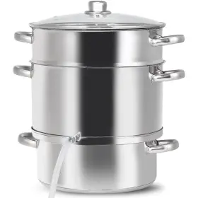 Gym02161 Costway 11-quart Stainless Steel Fruit Juicer Steamer Stove Top With Tempered Glass Lid