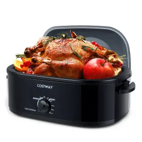 Hcst10589 Costway 18 Quart Electric Roaster Oven With Self-basting Lid Removable Pan And Rack Defrost