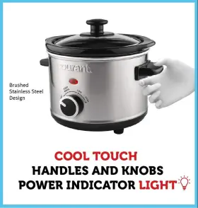 Courant 810941025686 Mini Slow Cooker Crock With Easy Options 1.6 Quart Dishwasher Safe Pot Stai #2