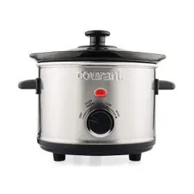 Courant 810941032219 1.6 Quart Mini Slow Cooker Crock Warm Settings Stoneware Pots Stainless Steel