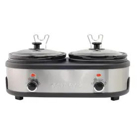 90034383 Courant 2.5 Quart Each Pot Total Of 5 Qt Double Slow Cooker