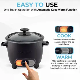 Crc0310k Courant 6 Cups Cooked 3 Uncooked Rice Cooker - Black