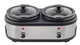 Csc-3236st Courant 3.2-quart Double Slow Cooker 1.6- Quart Each With Warm Settings Stainproof Stonewa