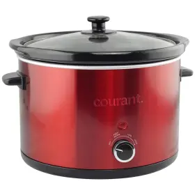 Csc-5024r Courant 5.0 Quart Slow Cooker Multiple Settings Ceramic Bowl Red Stainless-used