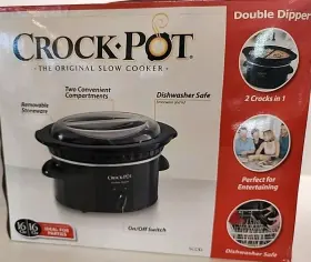 Crock-pot 048894026881 Double Dipper Slow Cooker Warmer 2 Sides Divided Dip Sauces Crockpot