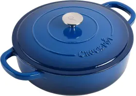 112001.02 Crock-pot Artisan Enameled Cast Iron Braiser With Lid 5 Quart Sapphire