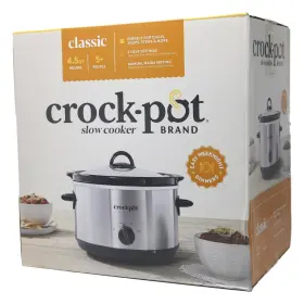 2131365 Crock-pot 4.5 Quart Manual Slow Cooker 3 Heat Settings Silver New In Box