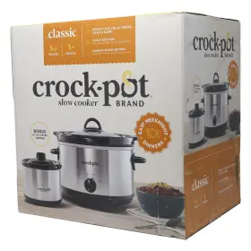 2135826 Crock-pot Crockpot 5 Quart Round Manual Slow Cooker And Little Dipper Stainless Steel New