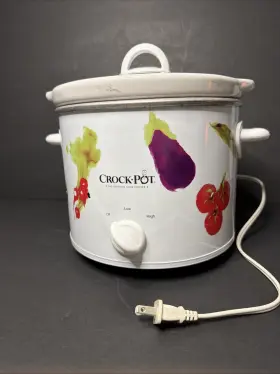 3040-vg-np Crock-pot Slow Cooker Vintage Abstract Vegetable 4 Quart Tested Works Rare Find