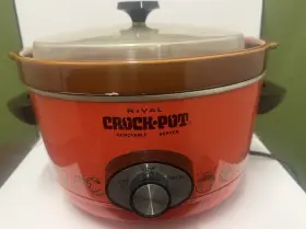3150-510 Crock-pot Vintage Orange And Brown Floral Model 3350 Works