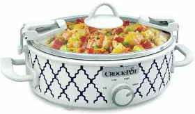 Crock-pot 445031387318 Small 2.5 Quart Casserole Slow Cooker In White/blue Enjoy Eye-catchin