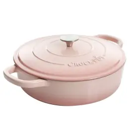 86932686 Crock-pot Artisan 5 Quart Round Braiser Pink Porcelain Enamel Gas And Induction