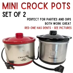 Tm-1655c Crock-pot And Toastmaster Set Of 2 Mini Crockpot Slow Cooker Parties Dips Used - See Pics