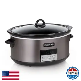 B07dfvy29x Crock-pot 8 Quart Programmable Slow Cooker Black Stainless Steel Auto Warm