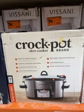 Cpscvc70llec-b Crock-pot 7 Quart Oval Slow Cooker Nonstick Ceramic Locking Lid Black Steel New