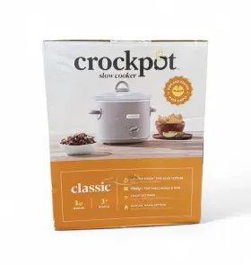 R0111ea Crock-pot Classic 3 Quart Slow Cooker Beige Stoneware Manual Dishwasher Safe New