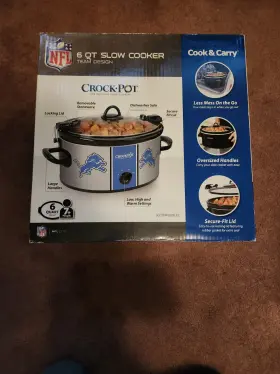 Sccpnfl699-dl Crock-pot Official Nfl Detroit Lions 6 Quart Logo Tailgate Carry Slow Cooker Euc Iob