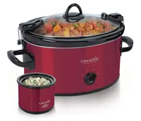 Sccpvl603-r-br Crock-pot 6-quart Cook And Carry Slow Cooker With Little Dipper Warmer Red