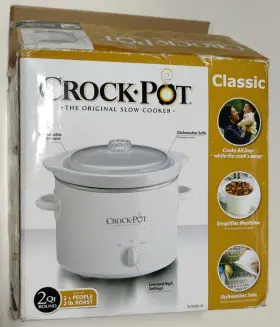 Scr200-w Crock-pot 2 Quart Round Classic White Slow Cooker Brand New With Heat Setting